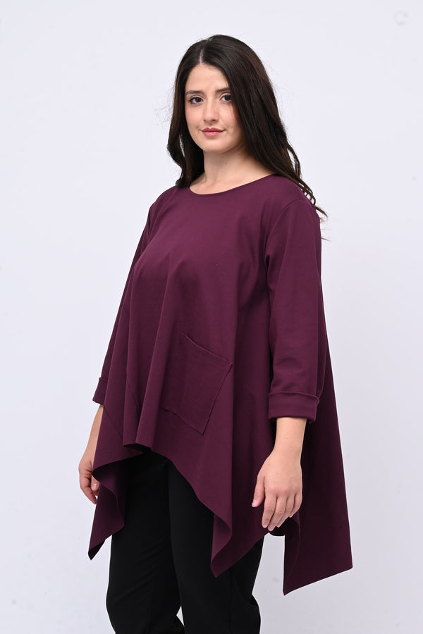 Maglia ruota punte tasca - Vino