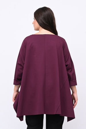 Maglia ruota punte tasca - Vino