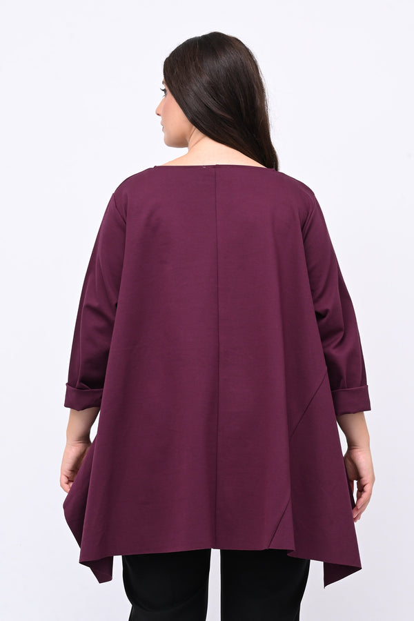 Maglia ruota punte tasca - Vino