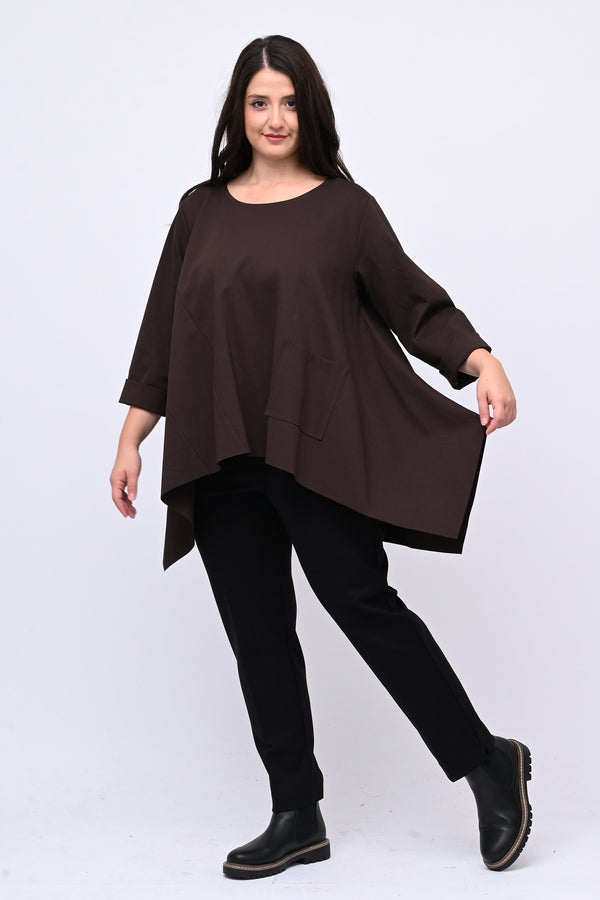 Maglia ruota punte tasca - Moro