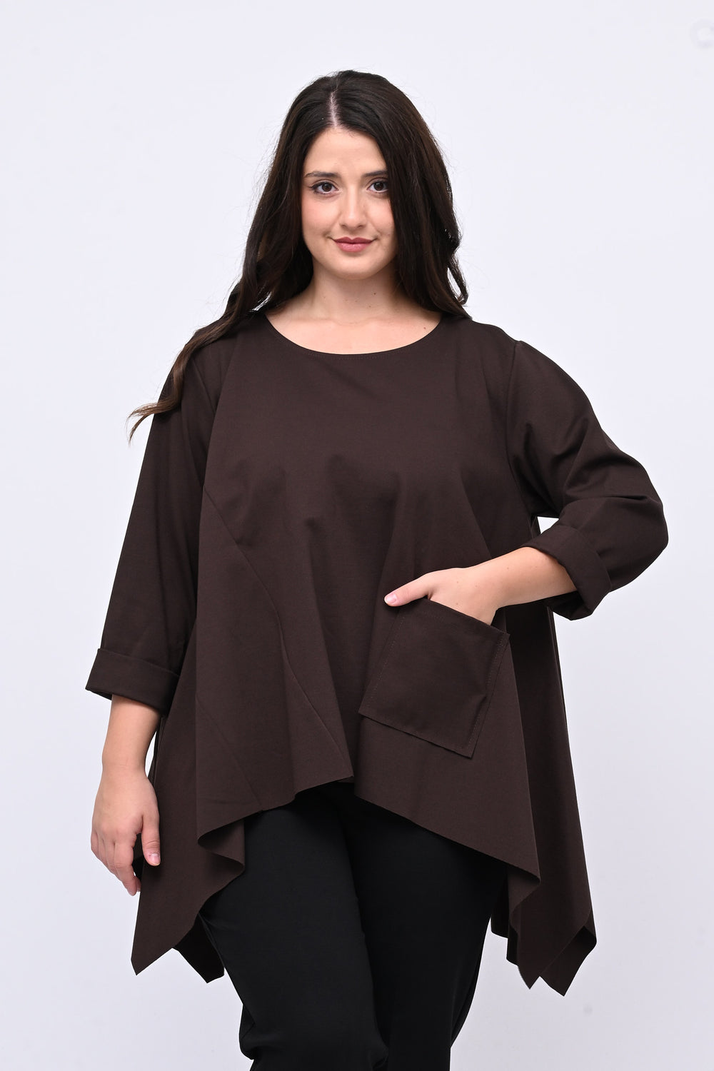 Maglia ruota punte tasca - Moro