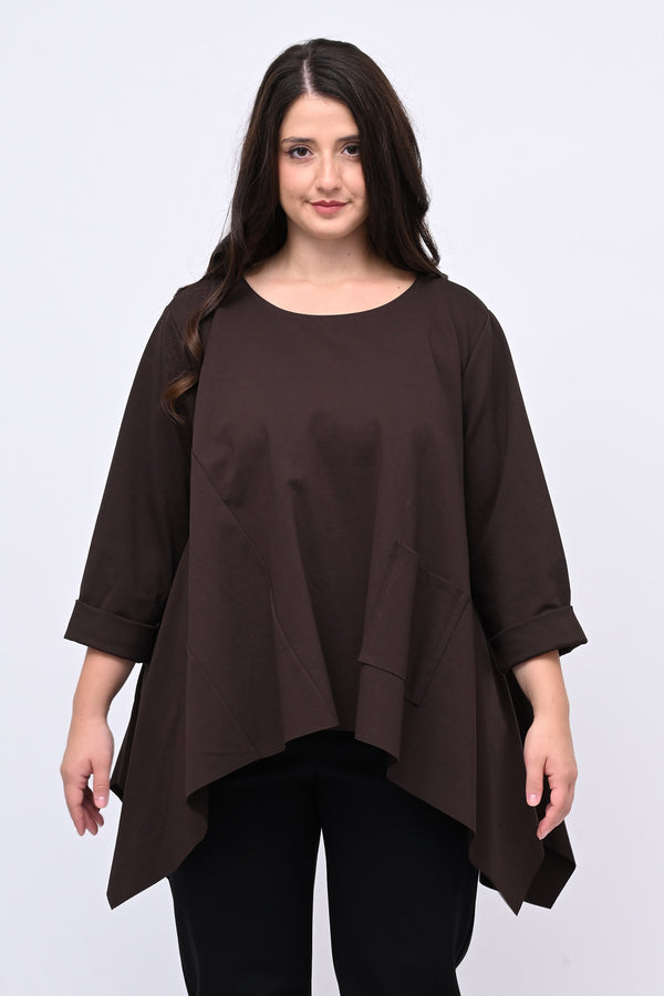 Maglia ruota punte tasca - Moro