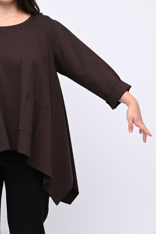 Maglia ruota punte tasca - Moro
