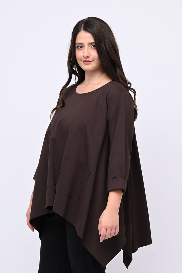 Maglia ruota punte tasca - Moro