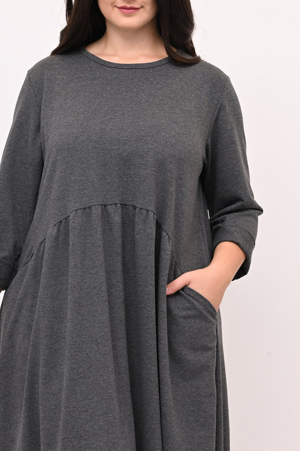 Abito felpa spacco dietro - Grigio