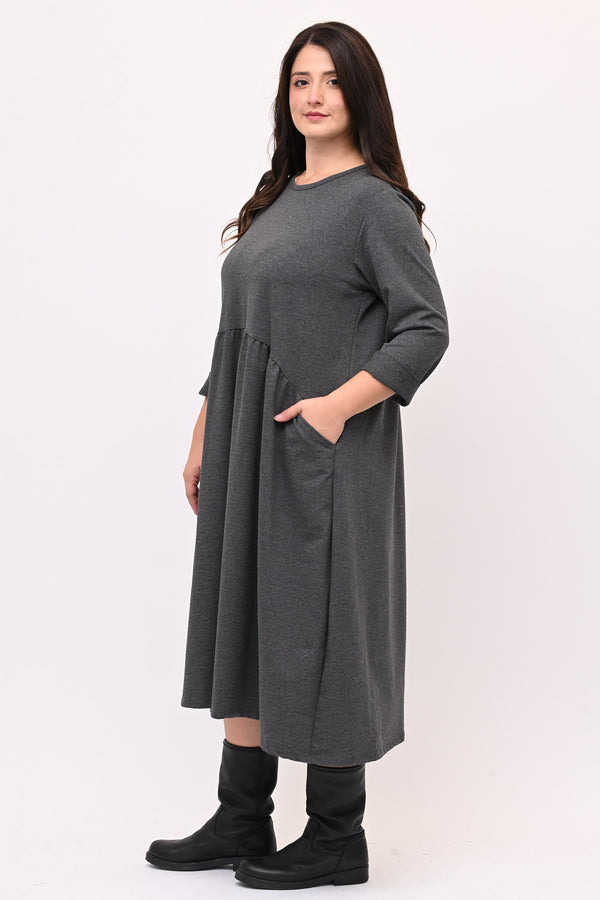 Abito felpa spacco dietro - Grigio