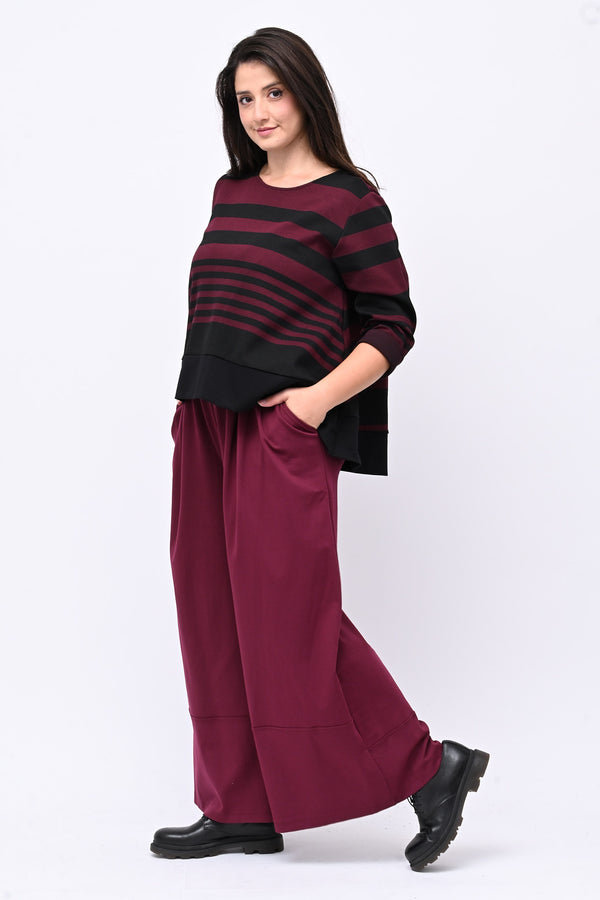 Maglia bordo righe - Vino