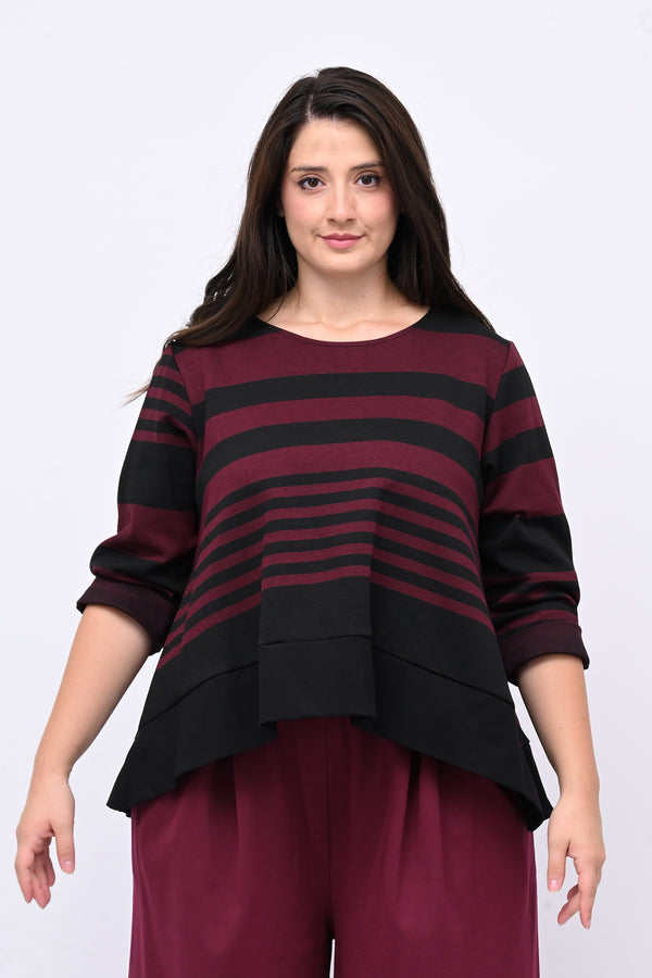 Maglia bordo righe - Vino