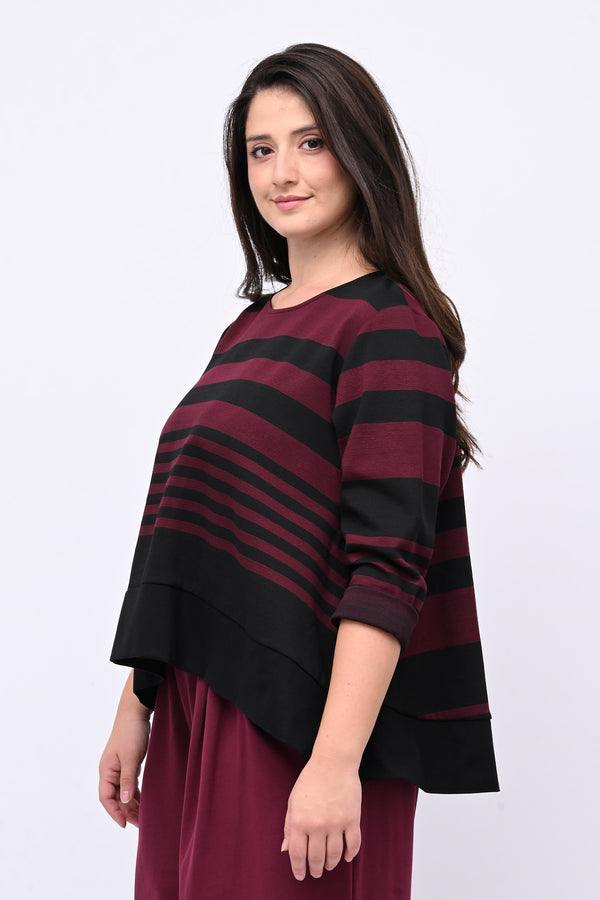 Maglia bordo righe - Vino