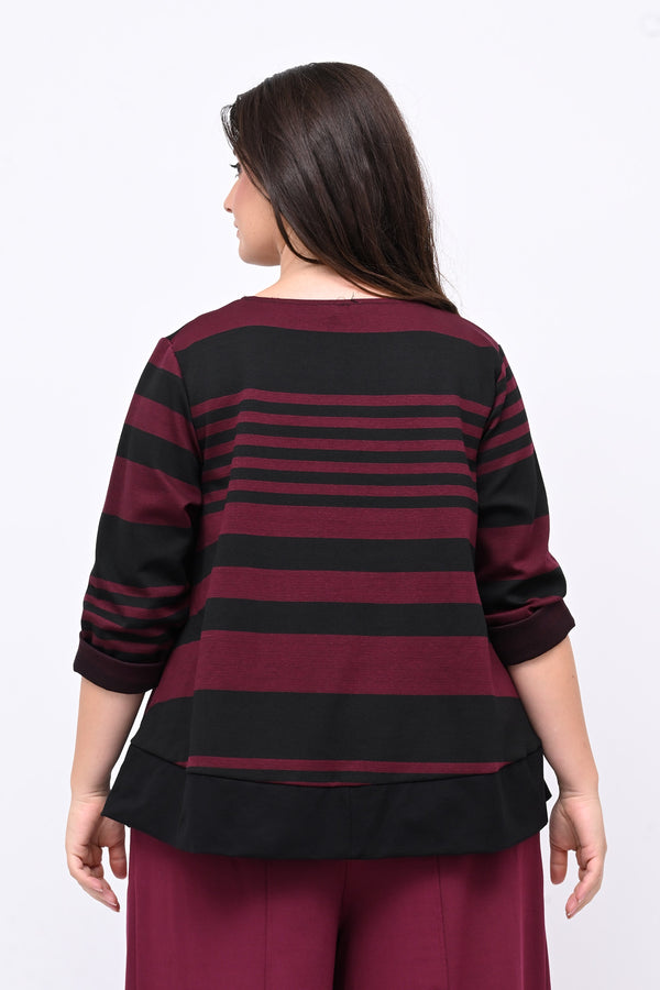 Maglia bordo righe - Vino