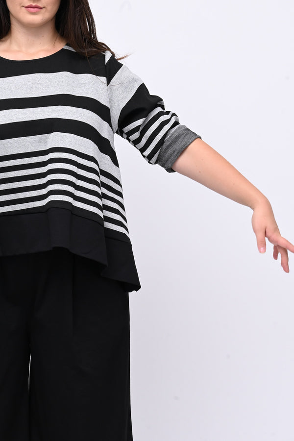 Maglia bordo righe - Grigio