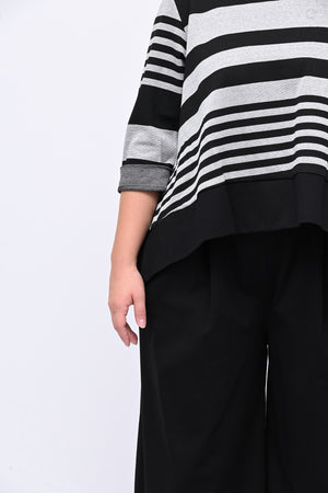 Maglia bordo righe - Grigio