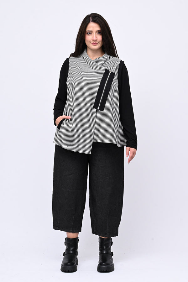 Gilet righe zip - NERO