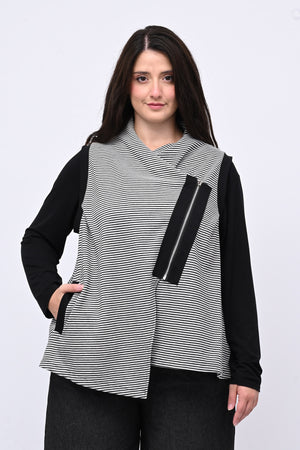 Gilet righe zip - NERO