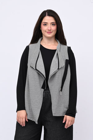 Gilet righe zip - NERO