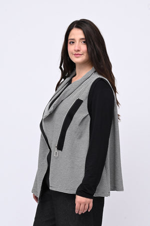 Gilet righe zip - NERO