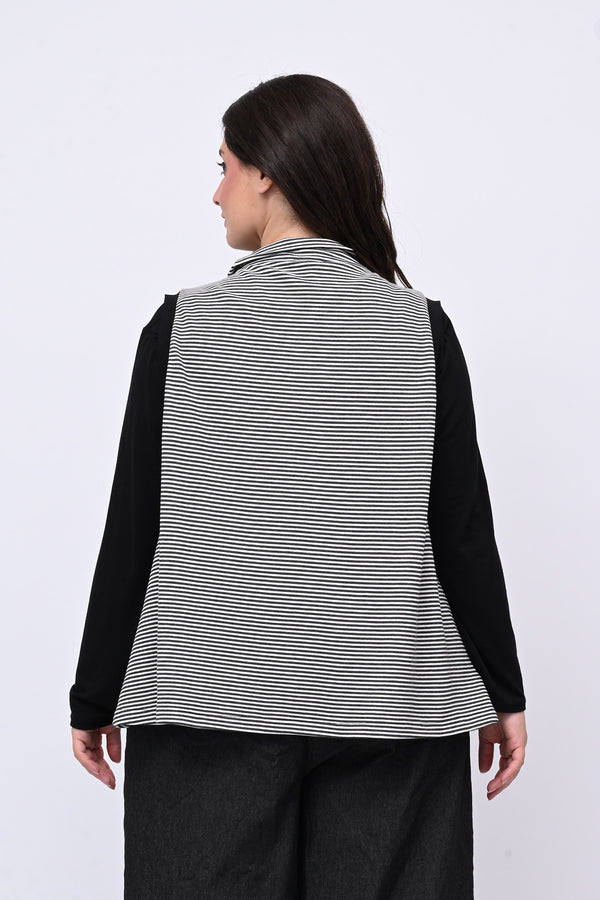 Gilet righe zip - NERO