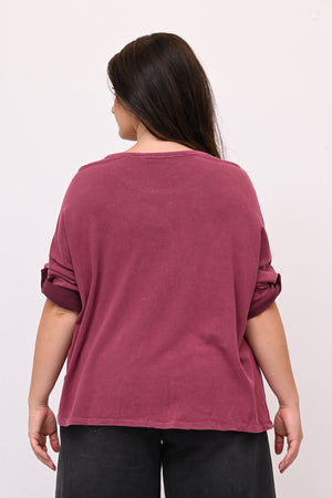 Maglia scatoletta over maltinta - Lampone
