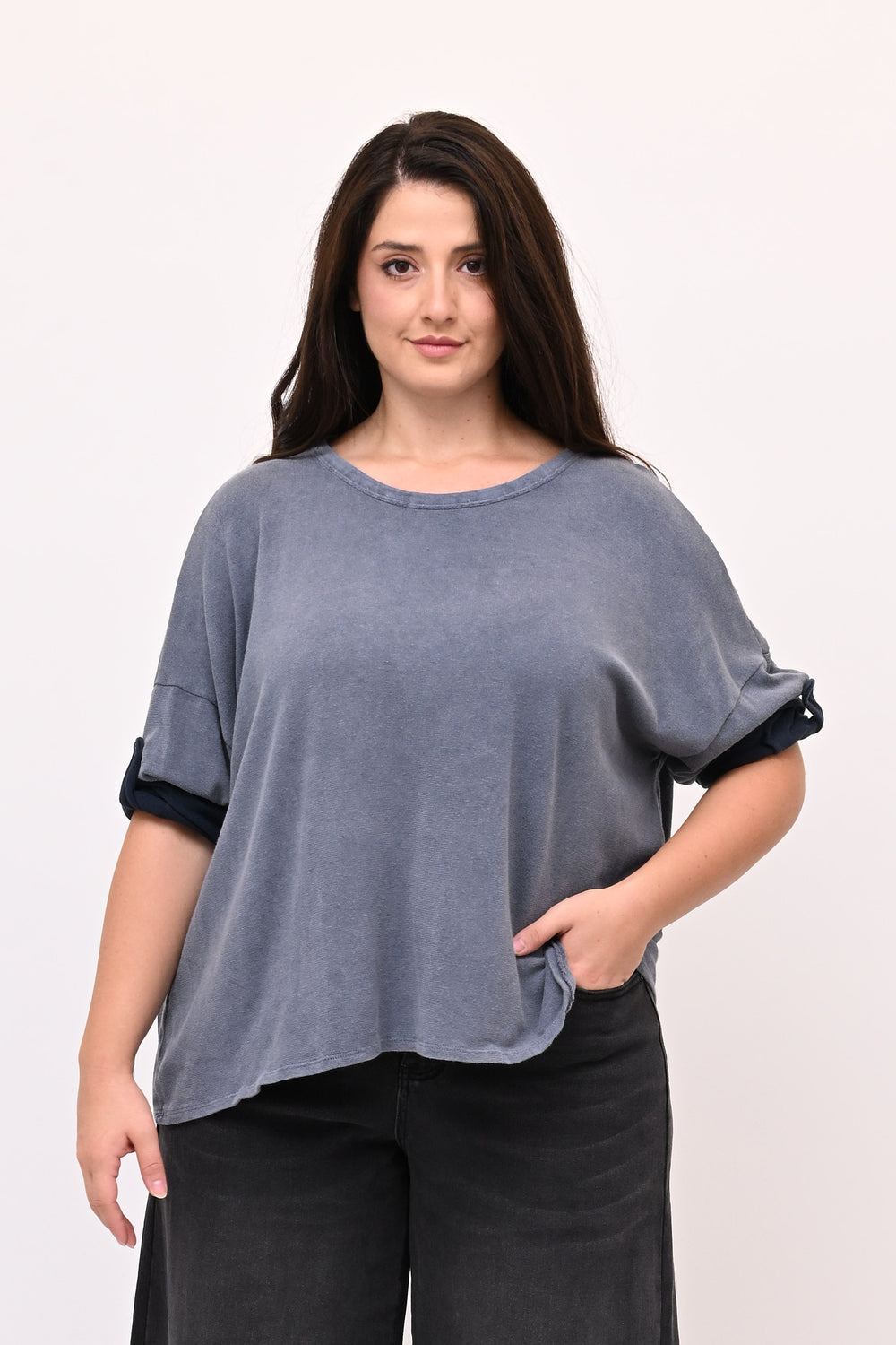 Maglia scatoletta over maltinta - Jeans