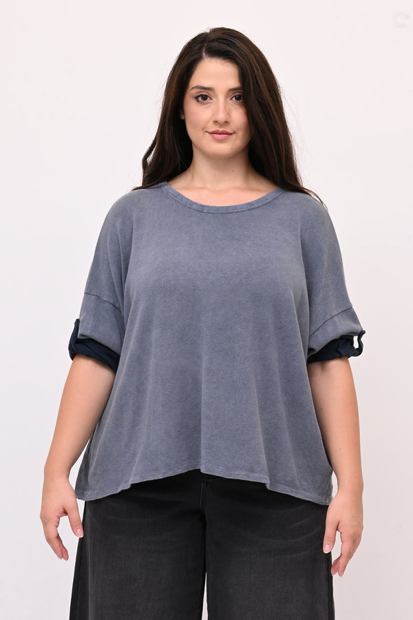 Maglia scatoletta over maltinta - Jeans