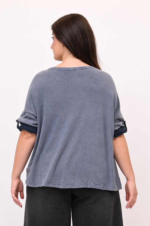 Maglia scatoletta over maltinta - Jeans