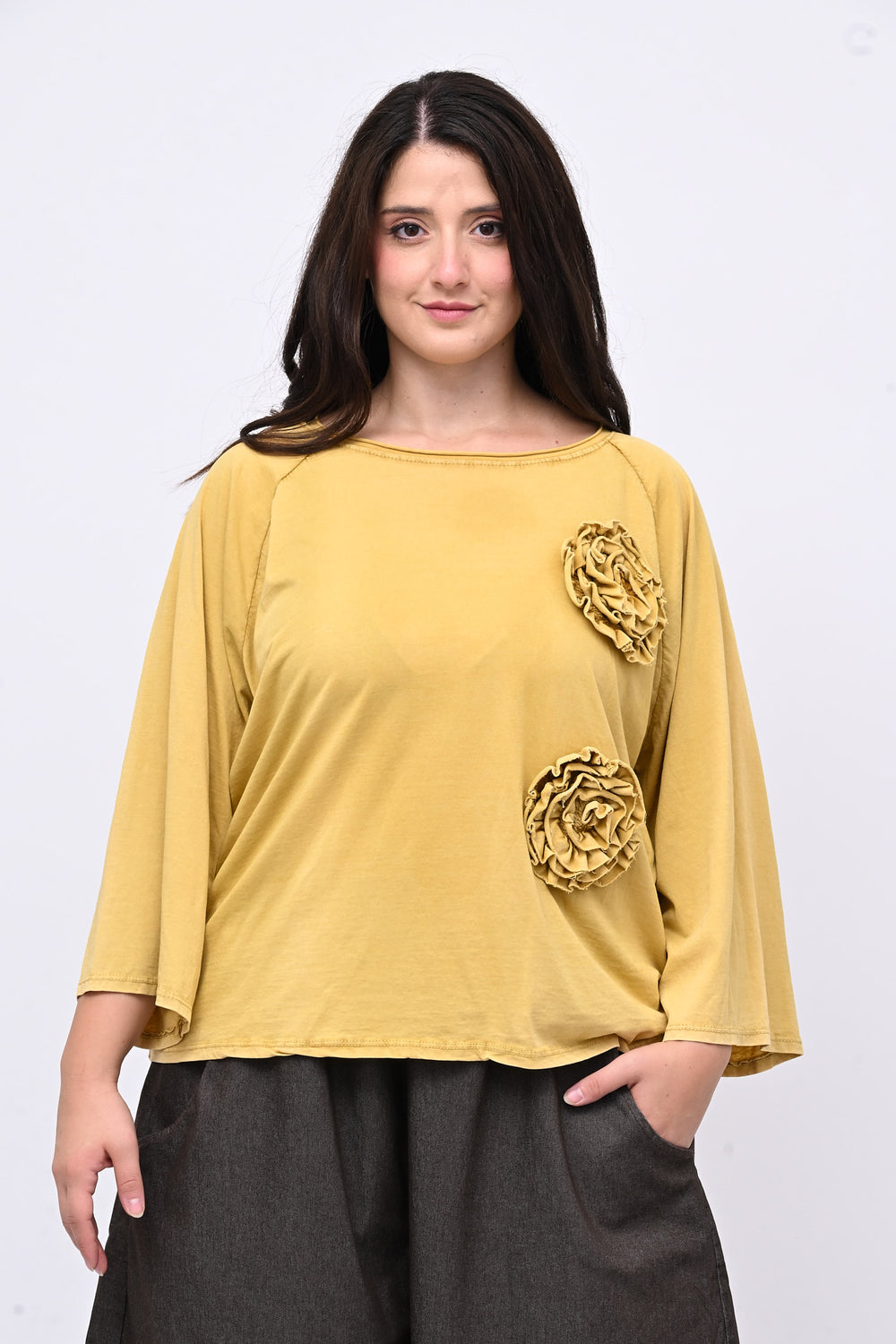 T-shirt fiori stoffa - OCRA