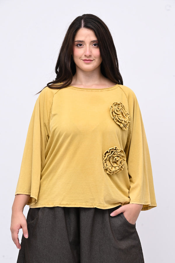 T-shirt fiori stoffa - OCRA