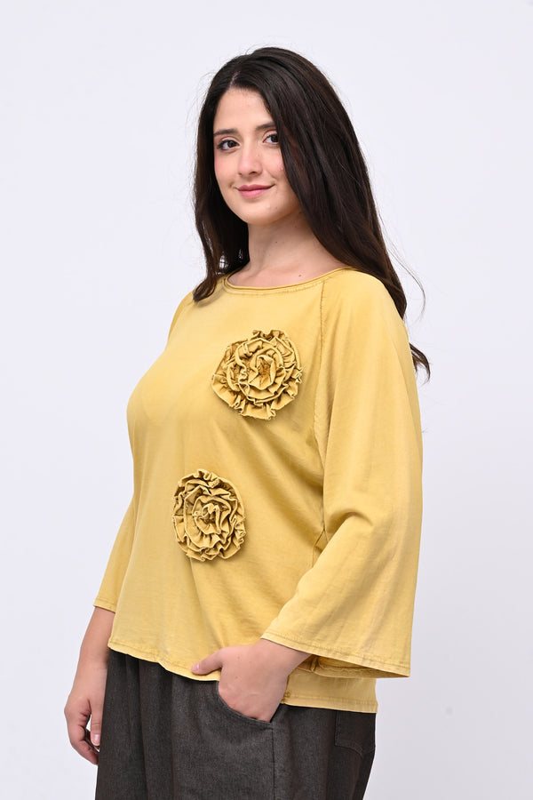 T-shirt fiori stoffa - OCRA