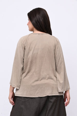 T-shirt fiori stoffa - FANGO