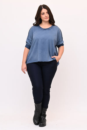 Pantaleggins bengalina liscio - BLU