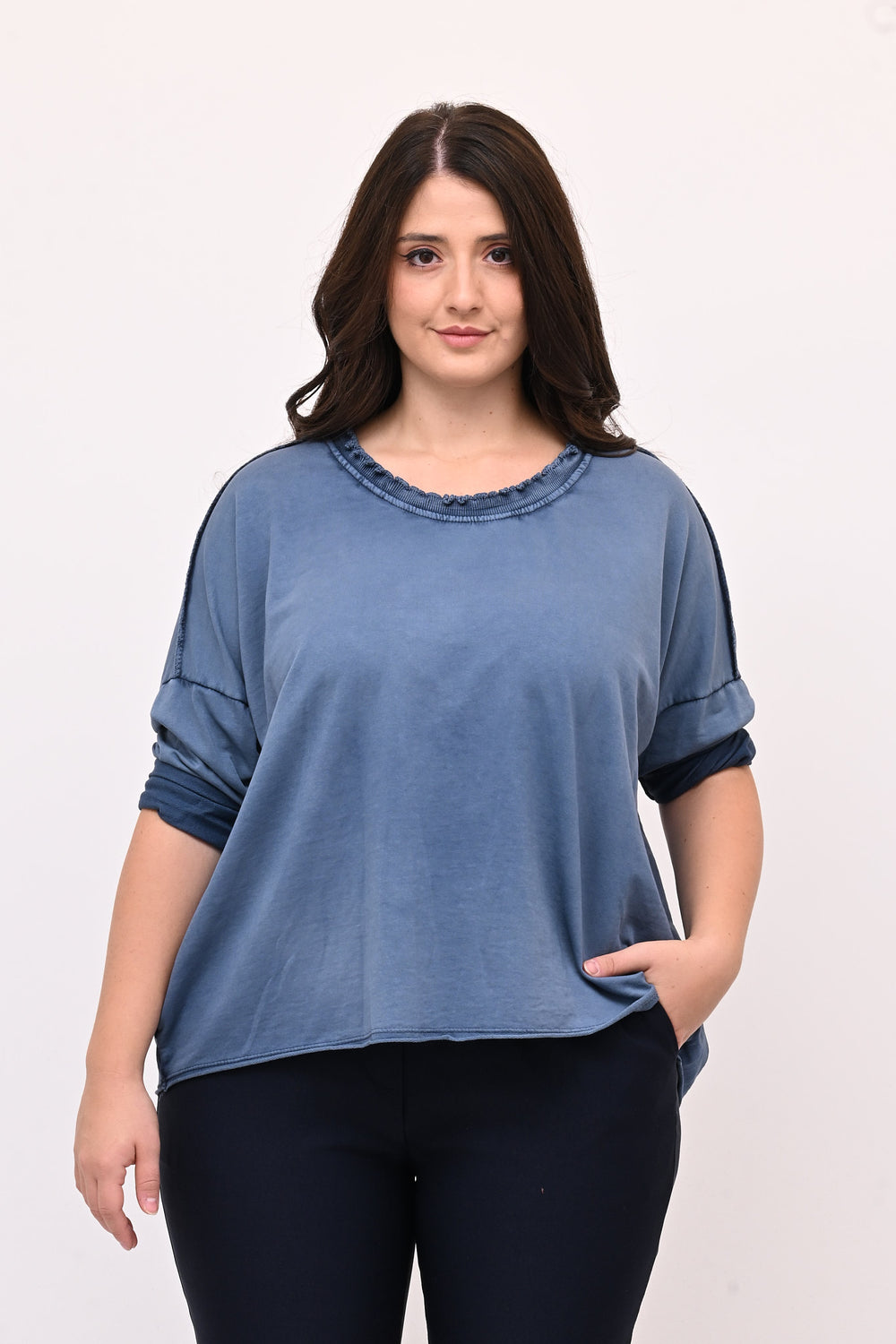 Maglia over arriccio elastico - Jeans
