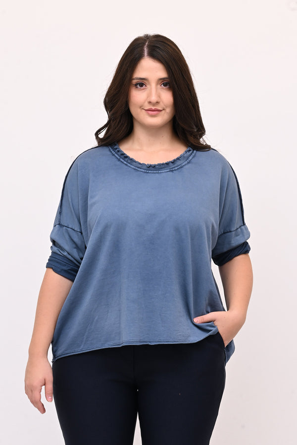 Maglia over arriccio elastico - Jeans