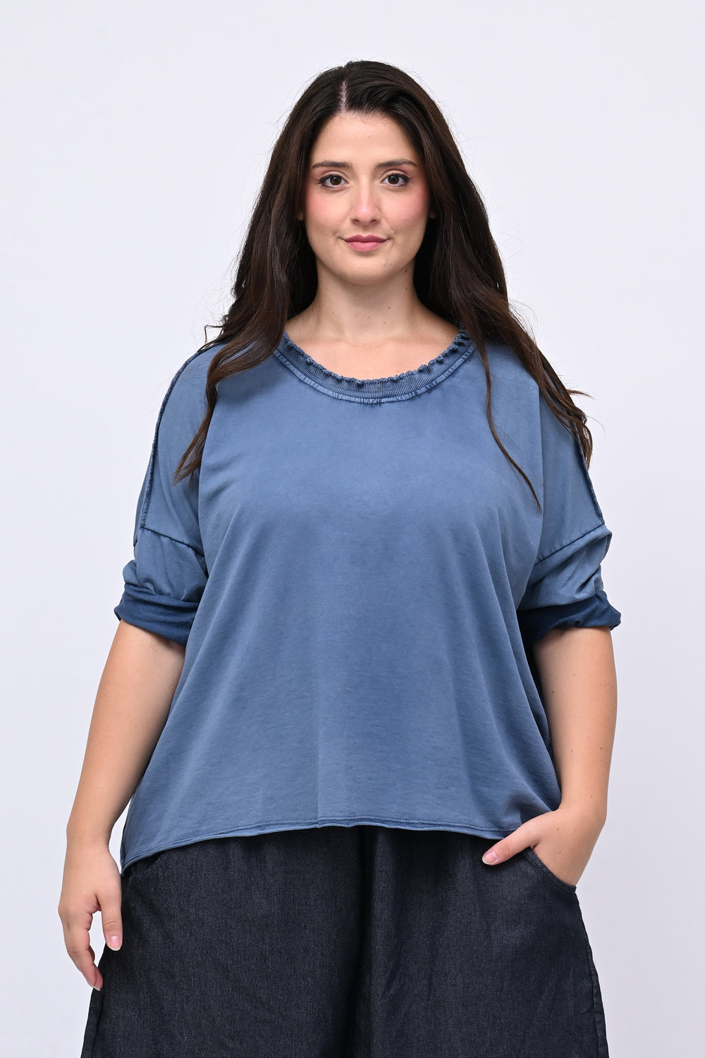 Maglia over arriccio elastico - Jeans