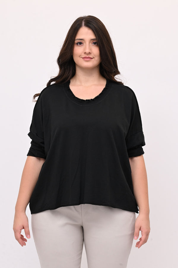 Maglia over arriccio elastico - Nero