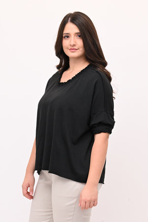 Maglia over arriccio elastico - Nero