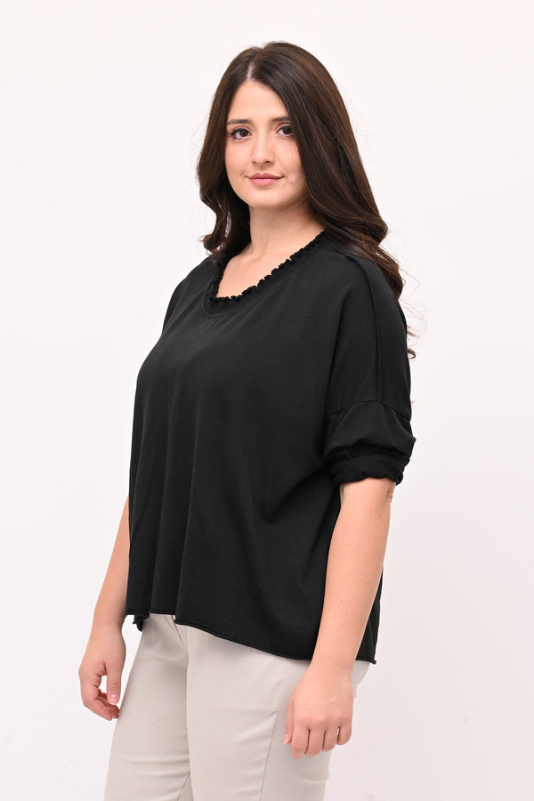 Maglia over arriccio elastico - Nero