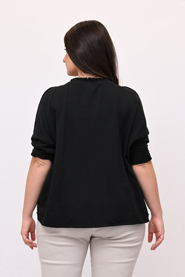Maglia over arriccio elastico - Nero
