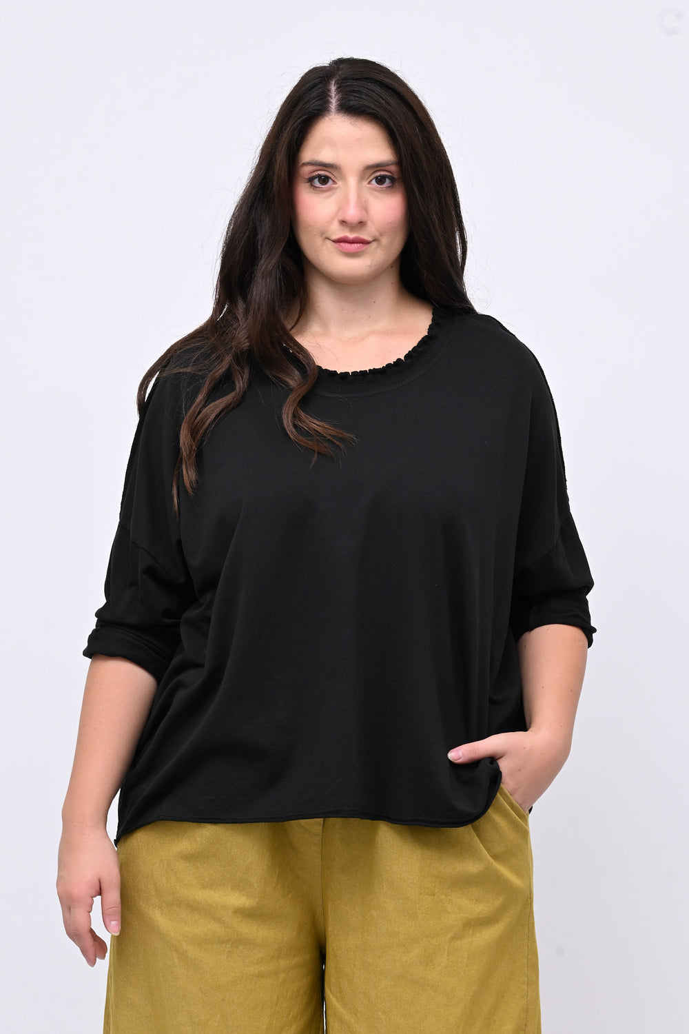 Maglia over arriccio elastico - Nero