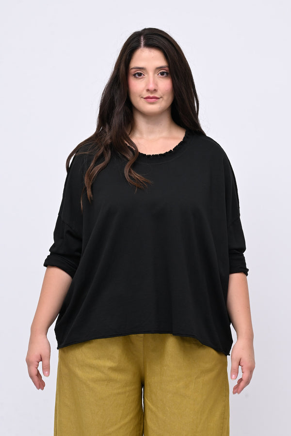Maglia over arriccio elastico - Nero