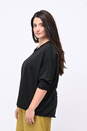 Maglia over arriccio elastico - Nero