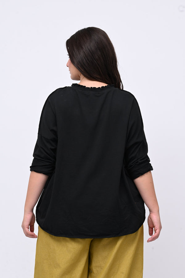 Maglia over arriccio elastico - Nero