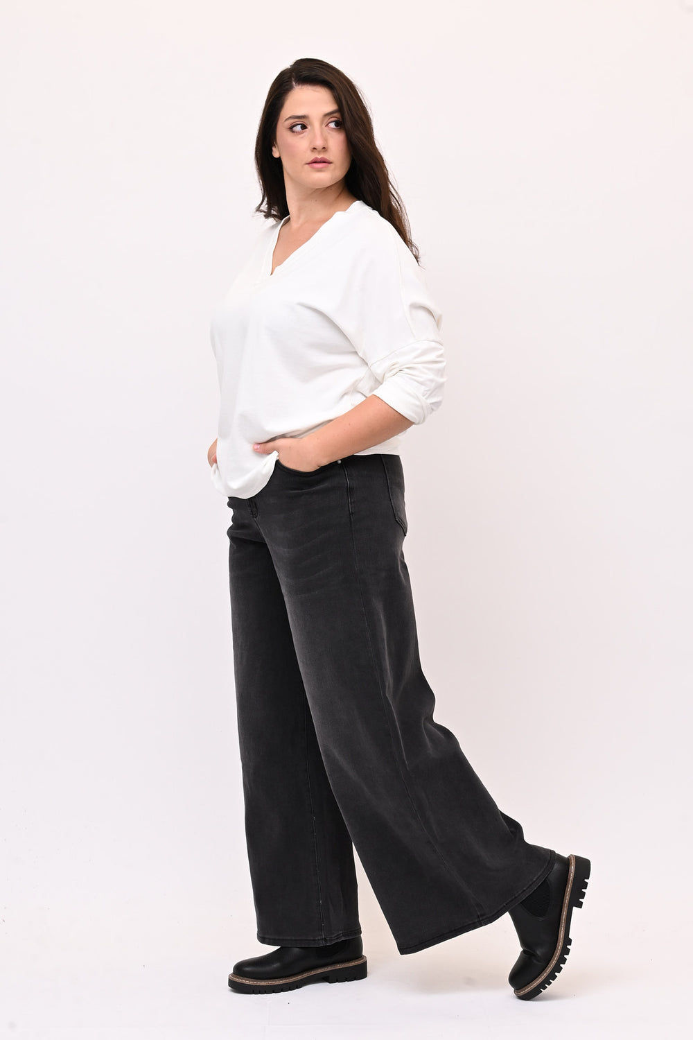 Jeans palazzo nero - Nero