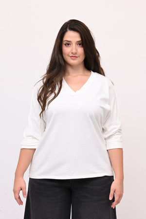 Maglia V bottone - Burro
