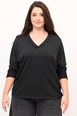 Maglia V bottone - Nero