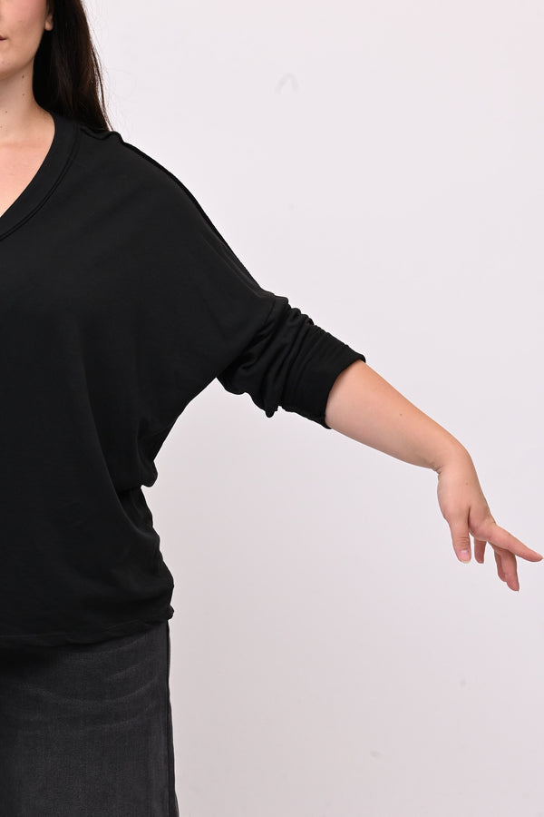 Maglia V bottone - Nero