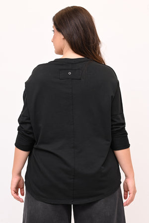Maglia V bottone - Nero