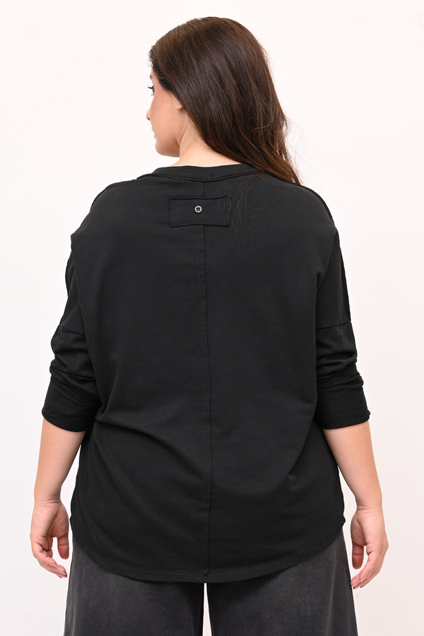 Maglia V bottone - Nero