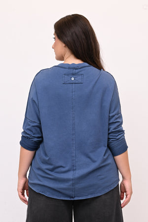 Maglia V bottone - Jeans