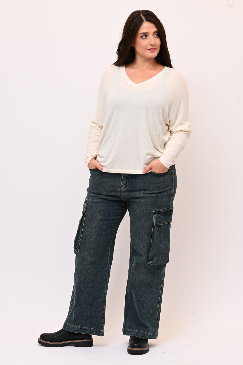 Jeans cargo - Jeans sfumato Tè