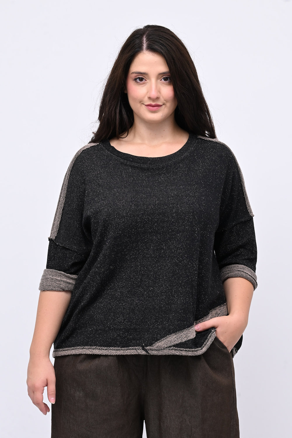 Maglia scatola sale e pepe - Nero